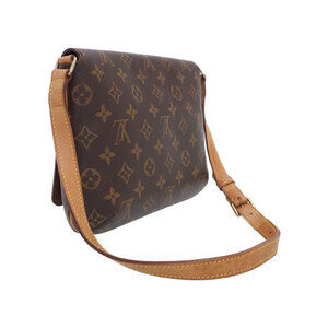 Louis Vuitton Leather Monogram Musette Bag Shoulder Short Brown Tango